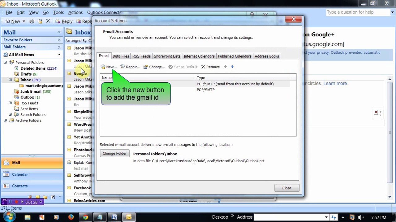 Gmail: How to connect with MS outlook to save all email in PC