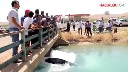 Freni boşalan otomobil kanala düştü -