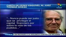 Deuda argentina, inmoral e injusta: Pérez Esquivel a juez Griesa