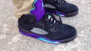 Jordan Shoes Free Shipping,Cheap Air Jordan 5 v retro black grape aqua on feet
