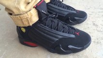 Jordan Shoes Free Shipping,air jordan 14 xiv retro  last shot  black varsity red on feet