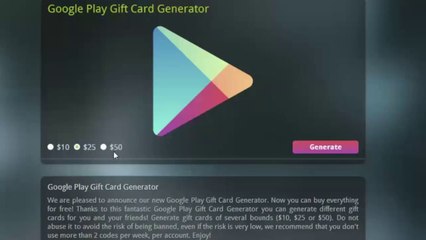 Google Play Code Cadeau Générateur