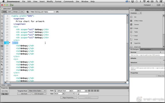 Creating Tables Inserting a Table