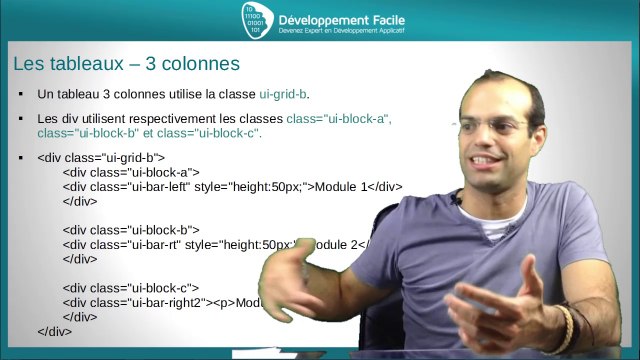 Comment créer un tableaux avec 2-3-4 ou 5 colonnes avec le framework jQuery Mobile