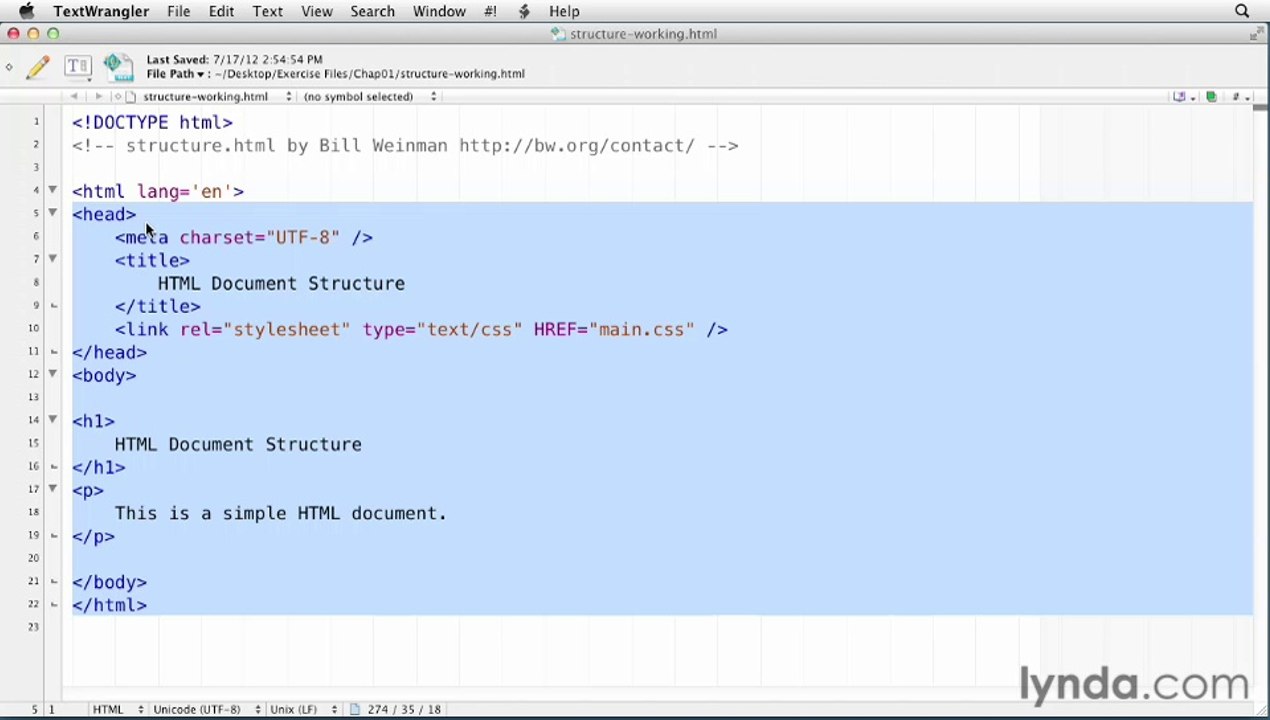 02 - Examining the structure of an HTML document