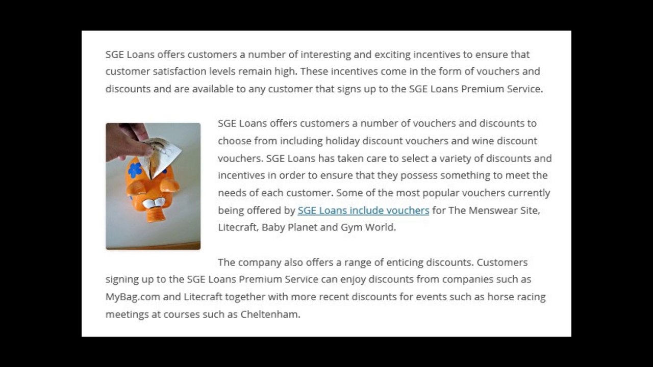 Exciting discounts and vouchers available at SGE Loans