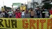 Demonstrators stage a silent protest in Copacabana