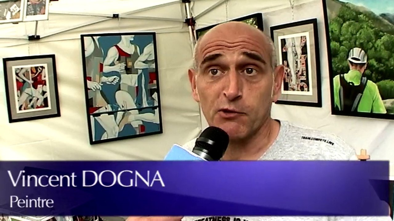 Vincent Dognac le peintre coureur expose ses toiles sur la course du Château de Vincennes
