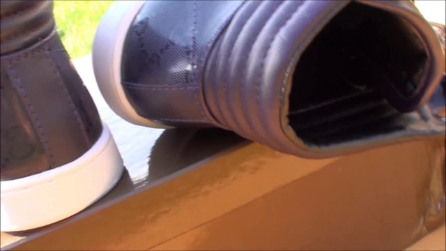 Gucci Hi Top Sneakers Blue (Imprime) & White with Gucci stripe 1080p