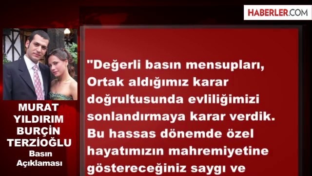 Murat Yıldırım ve Burçin Terzioğlu Boşandı