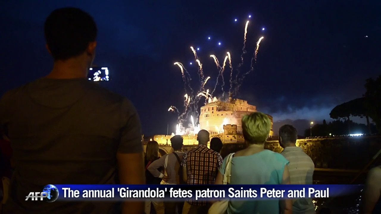 Fireworks over the Castel Sant'Angelo for Rome's patrons