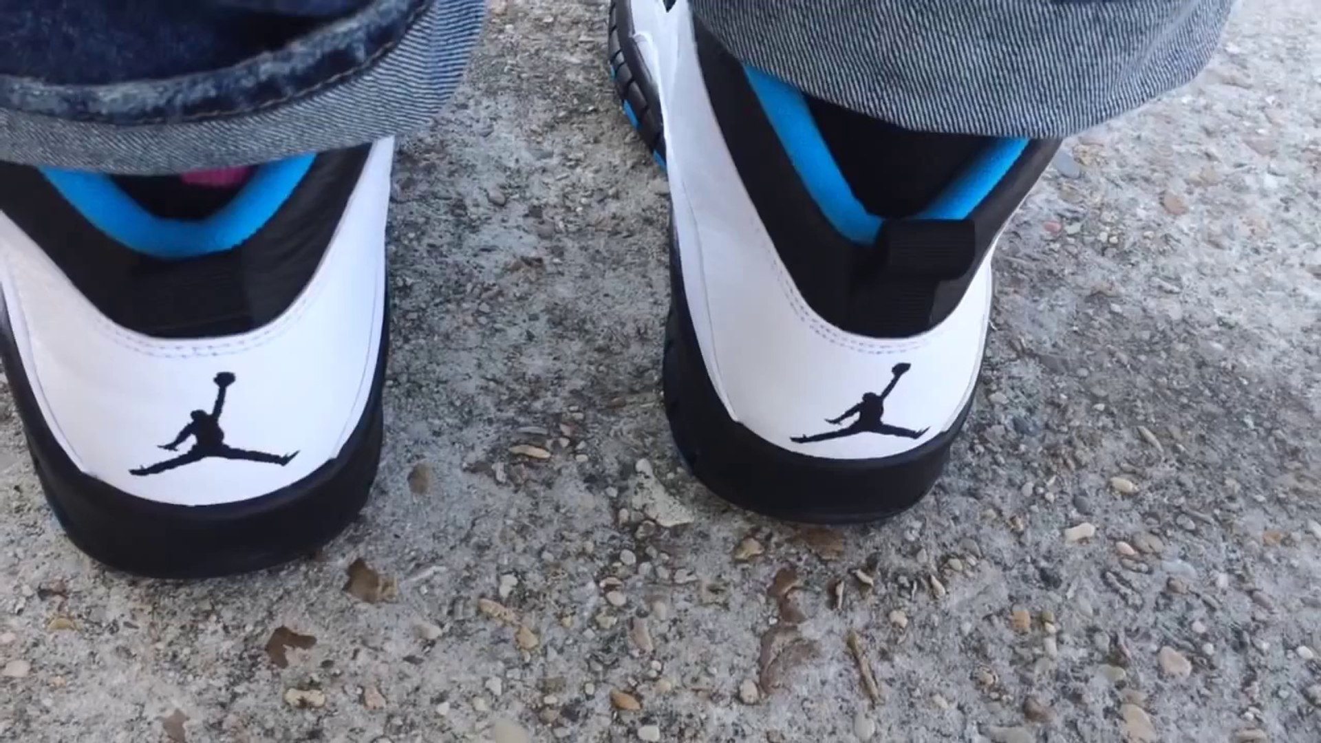 jordan 10 powder blue on feet