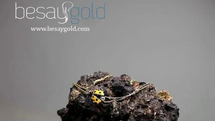 sarı uğur böcekli altın bileklik