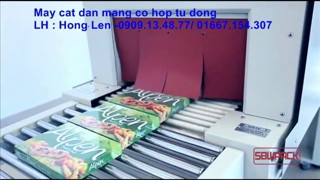 Máy cắt dán màng co tự động, máy rút màng co POF tự động, máy bọc màng co hộp co log