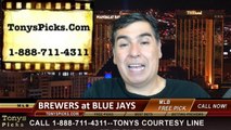 Toronto Blue Jays vs. Milwaukee Brewers Pick Prediction MLB Odds Preview 7-1-2014