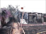 Incendie de dépendances à l'arrière d'habitations à Liévin, rue des Hérissons ce mardi 1er juillet