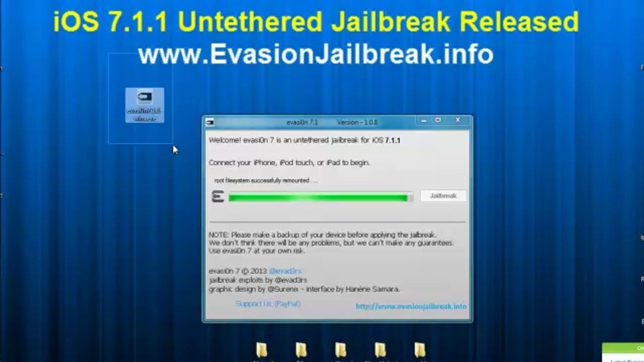 Download Evasion ios 7.1.1 jailbreak Untethered iPhone iPad iPod