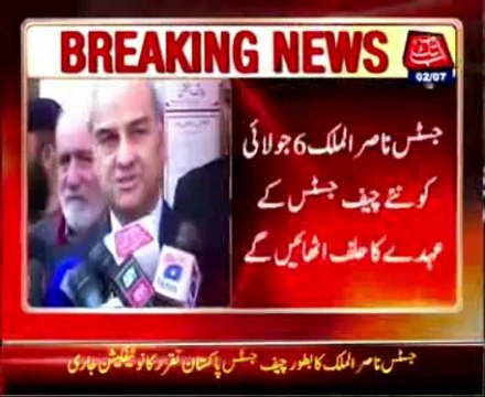 Notification of Justice Nasirul Mulk as new CJ issued