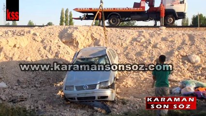 karamanda otomobil takla attı