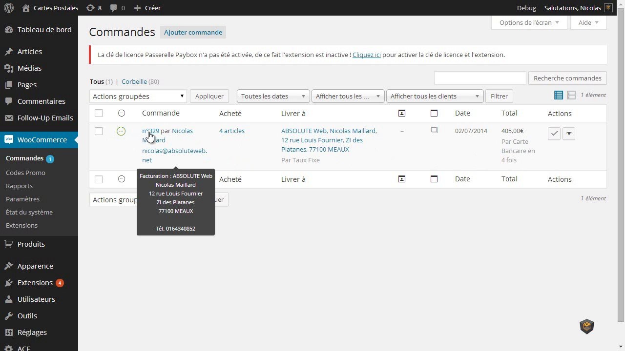 Paiement en 2, 3 ou 4 fois Paybox pour WooCommerce