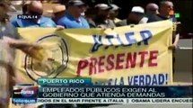 Trabajadores públicos de Puerto Rico se manifiestan contra la Ley 66