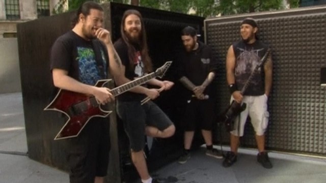 Death metal band are sealed in a box as part of London sculpture festival