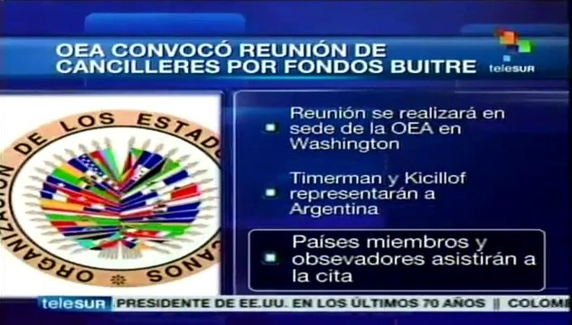 OEA convoca a reunión de cancilleres para tratar tema de fondos buitre