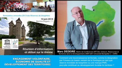 Marc DEDEIRE. Les atouts d'une reconnaissance territoriale.