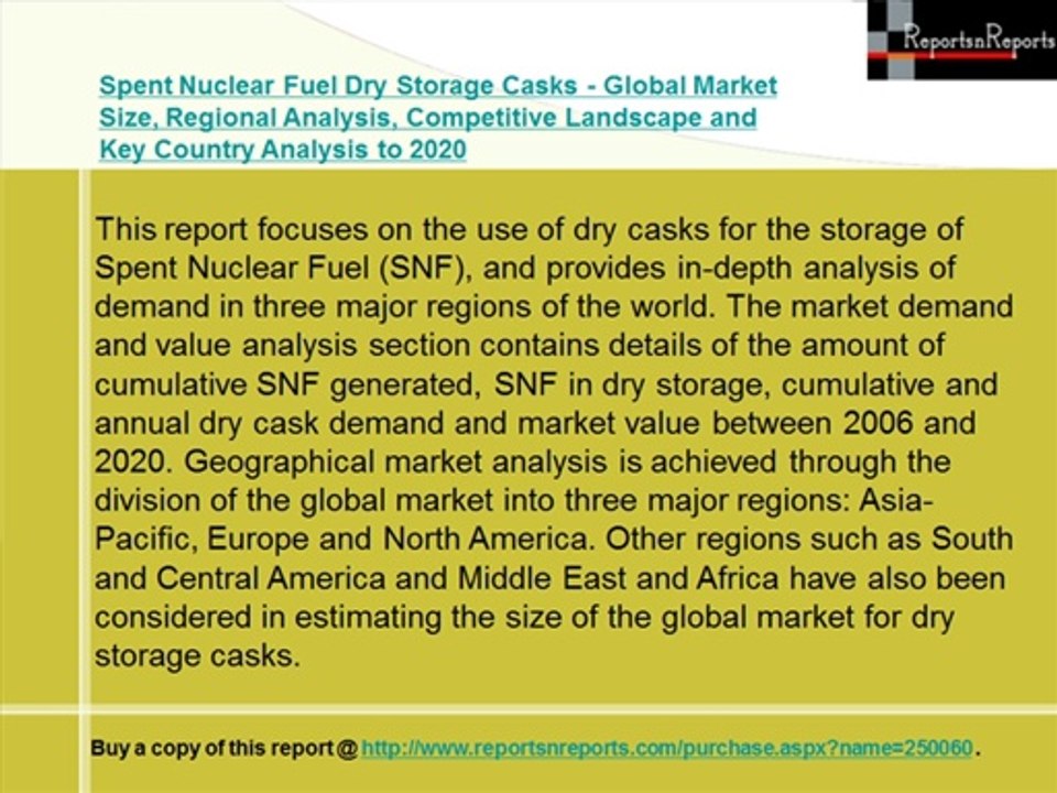 Dry Cask Storage of Spent Nuclear Fuel Market