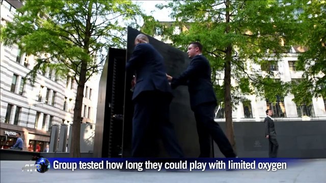 Death metal band performs in box in London