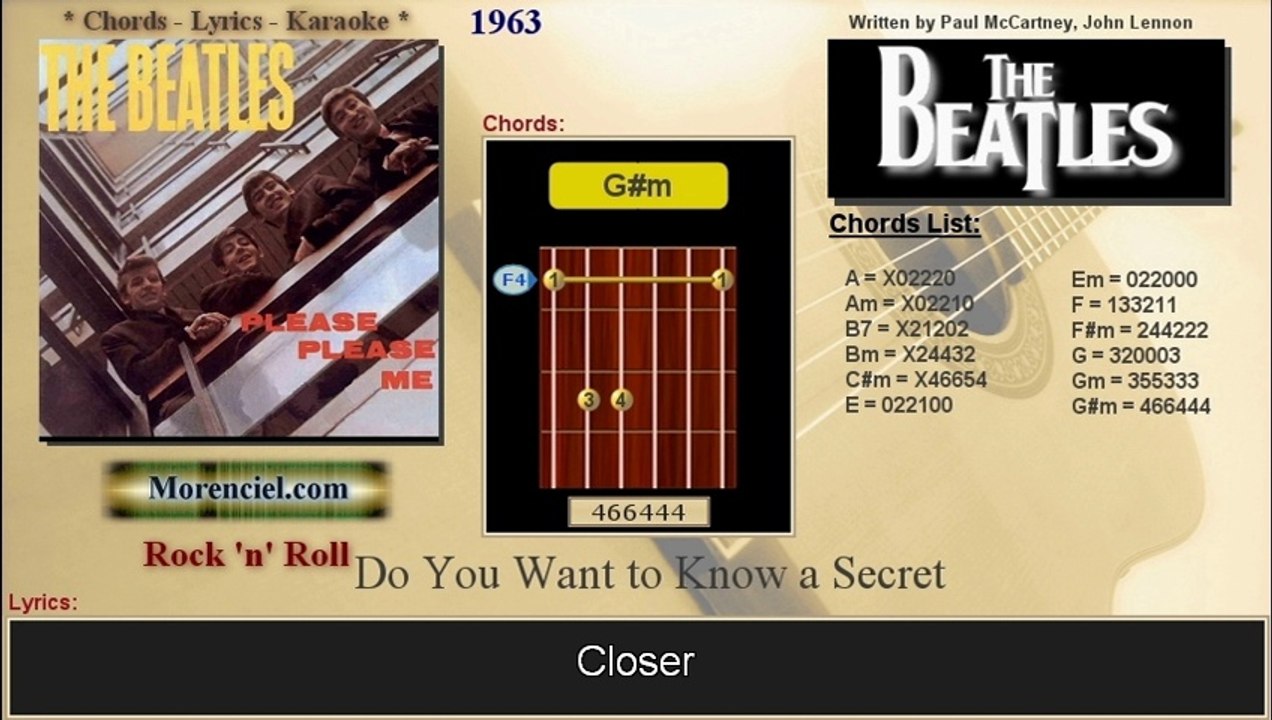 The Beatles - Do you want to know a secret (Karaoke, no vocal)