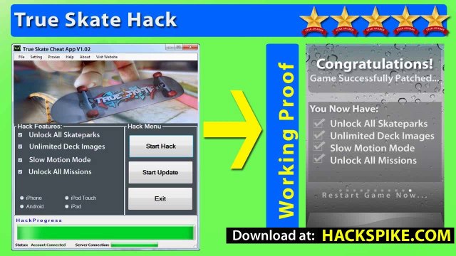 True Skate Piratage Unlock All Skateparks, Unlock All Missions