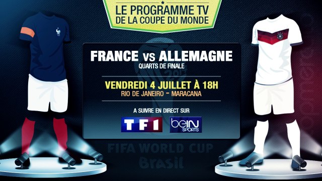 France - Allemagne, Bresil - Colombie... Le programme TV des quarts de finale !