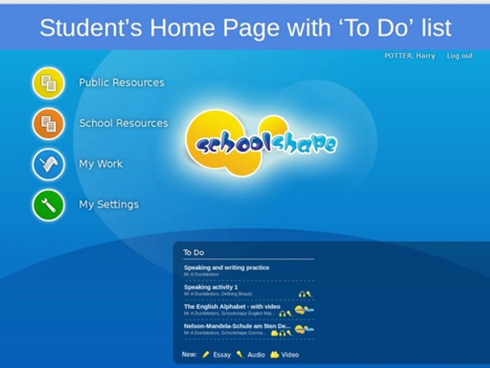 Student Home Page Schoolshape