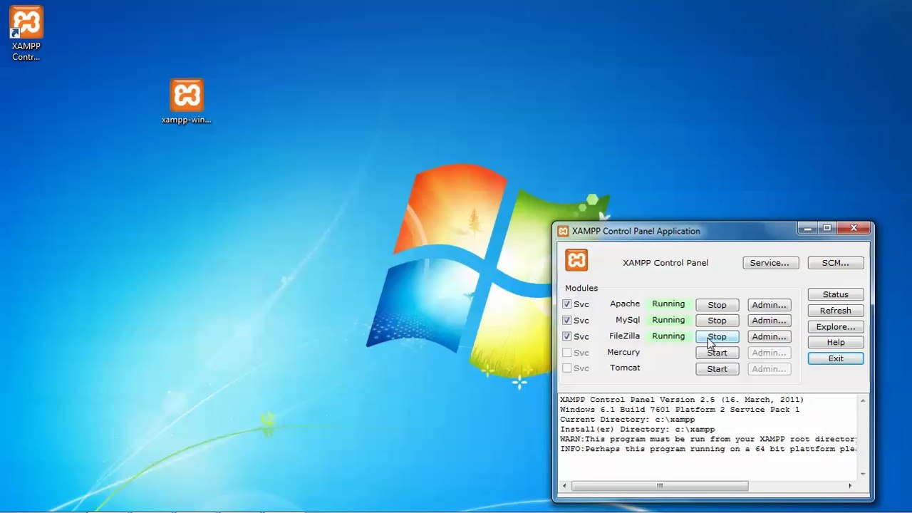 How to Install Xampp(Apache, MySql, FileZilla) in Window 7