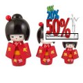 Best Price Red Japanese Kimono Lovely Girl Wooden Kokeshi Doll Toy 3 Pcs Review