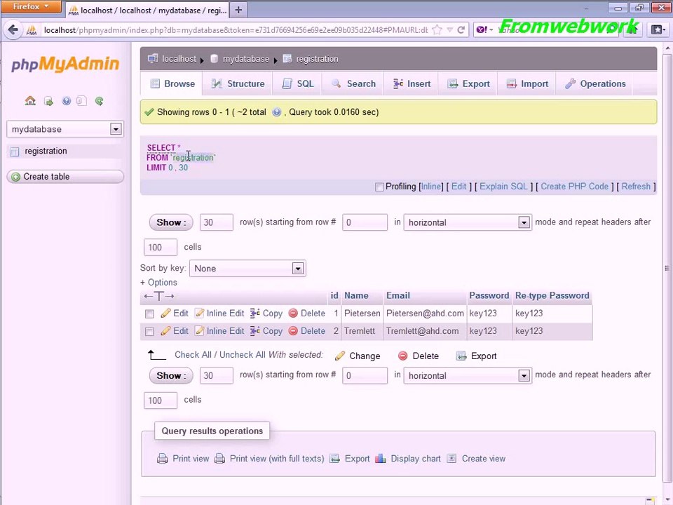 Importing into the database
