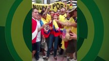 Torcida colombiana faz a festa antes de jogo em Fortaleza