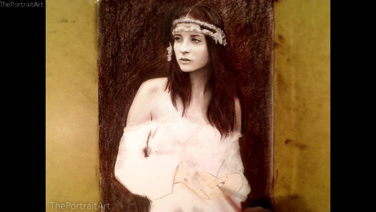 Drawing Girl with wild flowers