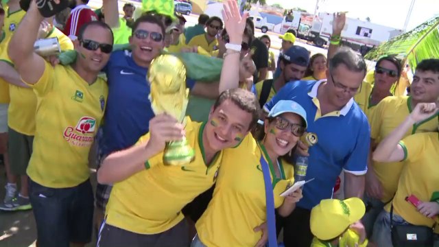 Colombia and Brazil fans show their colours in Fortaleza