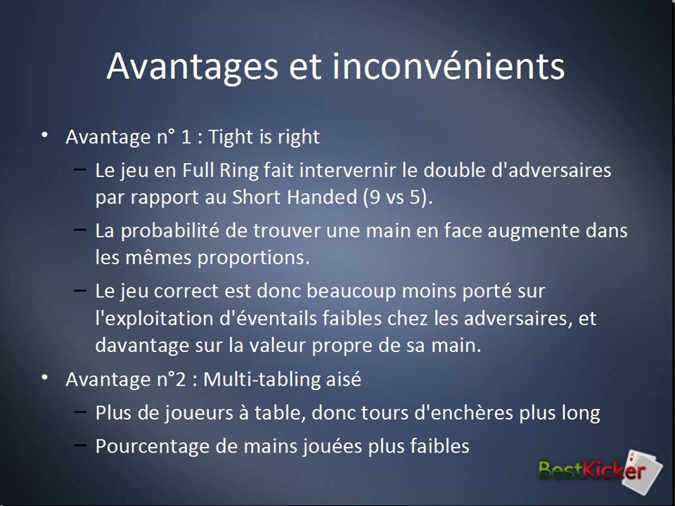 Poker coaching - Introduction au No Limit Full Ring - Vidéo 1 de 3