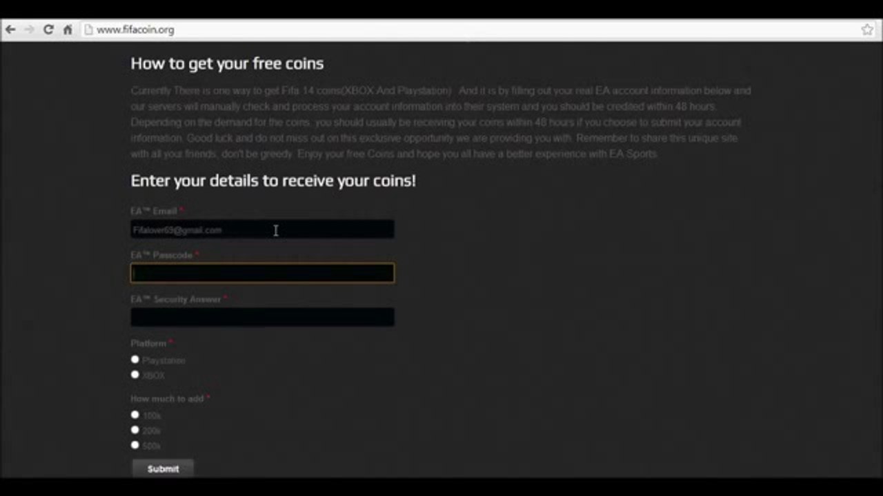 [NO PASSWORD] [Website] FIFA 14 UT Coin Generator [XBOX AND PS] (Working as of January 2014)