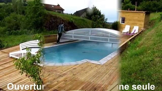 Ouverture manuelle d'un abri de piscine télescopique ARTECH MINEO par une personne seule