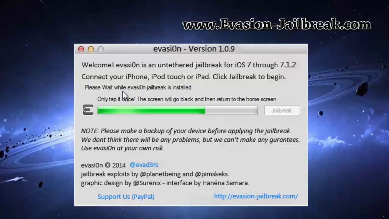 Download iOS 7.1.2 Jailbreak by evasion 1.0.9