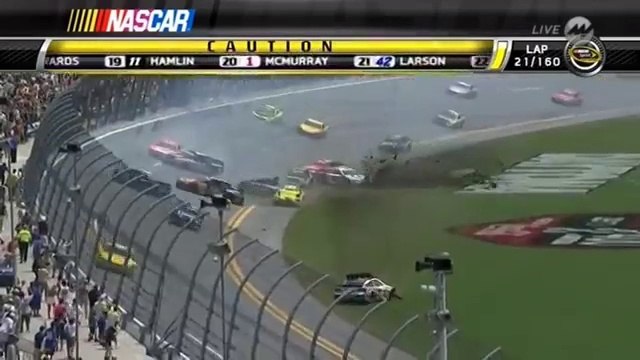 Nascar Sprint Cup Coke Zero 2014 400 BIG ONE 16 cars involved