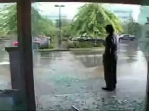 Huge Cable Spool Breaks Windows And Hits Car