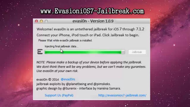 Jailbreak Untethered IOS 7.1.2 - Evasion tool 1.0.9