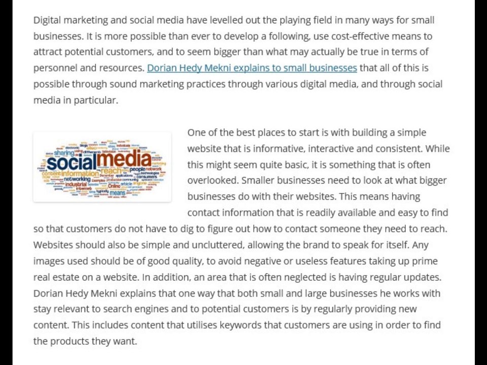 Dorian Hedy Mekni | Small Business Strategies- From Digital Presence to Social Media Marketing