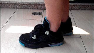 where buy Cheap Air Jordan 4 Suede Shoes Black and blue color On Sale With High replica Quality