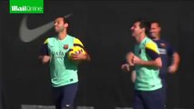 Messi proves his basketball skill with his head